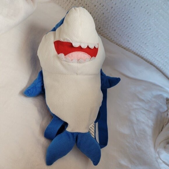 Tom's Toy Plush Shark vintage handled children's w/pouch kid's Stuffed Animal - Picture 4 of 9